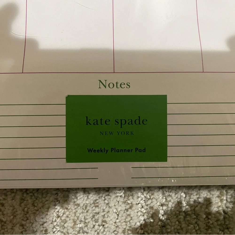 kate spade weekly planner pad - cream & green accents